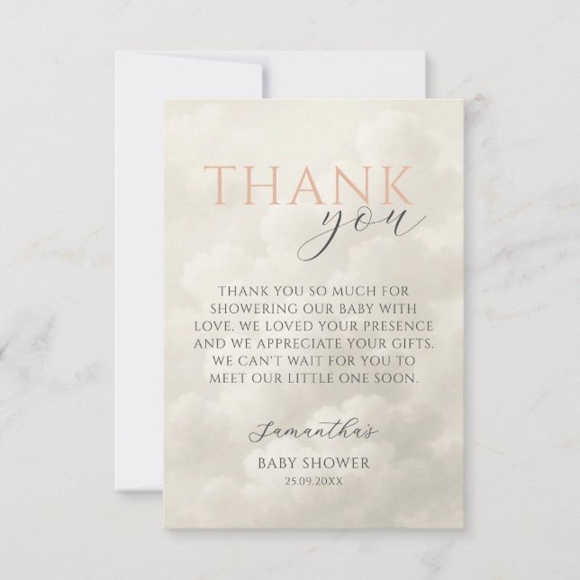 Cloud Nine Modern Baby Shower Tack Kort (Framsida)