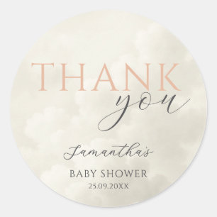 Cloud Nine Modern Baby Shower Tacksamhetskort Runt Klistermärke