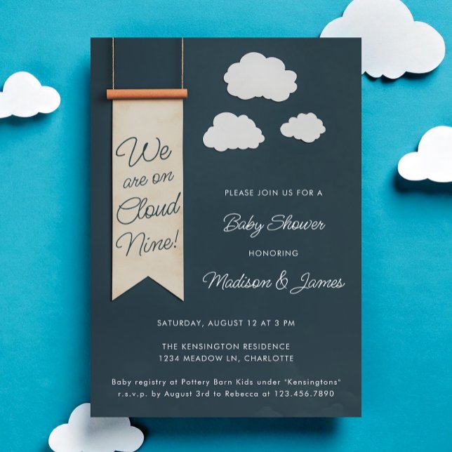 Cloud Nine Modern Blue Sky Baby Shower Inbjudningar (Skapare uppladdad)