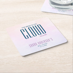 Cloud Nine Modern Lila Blå Bröllopsdusch Underlägg Papper Kvadrat