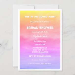 Cloud Nine Möhippa Bröllop Rosa Himlar Artsy Inbjudningar