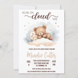 Cloud Nine, Nalle Baby Shower Inbjudningar