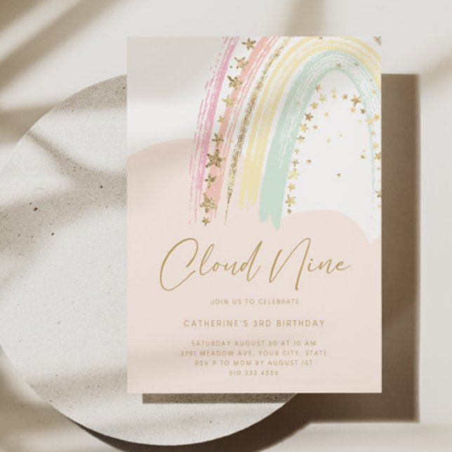 Cloud Nine Rainbow Birthday Inbjudningar (Skapare uppladdad)