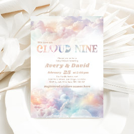 Cloud Nine Rainbow fluffy Cloud-molnet Baby Shower Inbjudningar