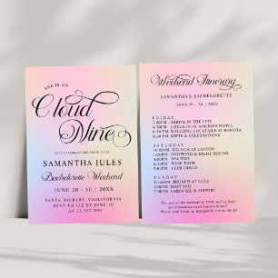 Cloud Nine Rosa Gradient Bachelorette Helg Inbjudningar