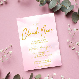 Cloud nine rosa och guld baby shower inbjudningar