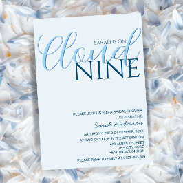 Cloud Nine Simple Typography Blue möhippa Inbjudningar