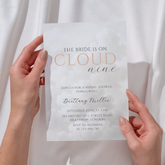 Cloud Nine Vita moln Bröllopsdusch Inbjudningar