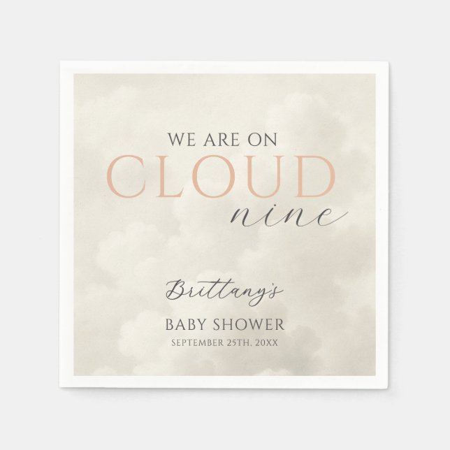 Cloud Nine White Clouds Baby Shower Pappersservett (Framsidan)