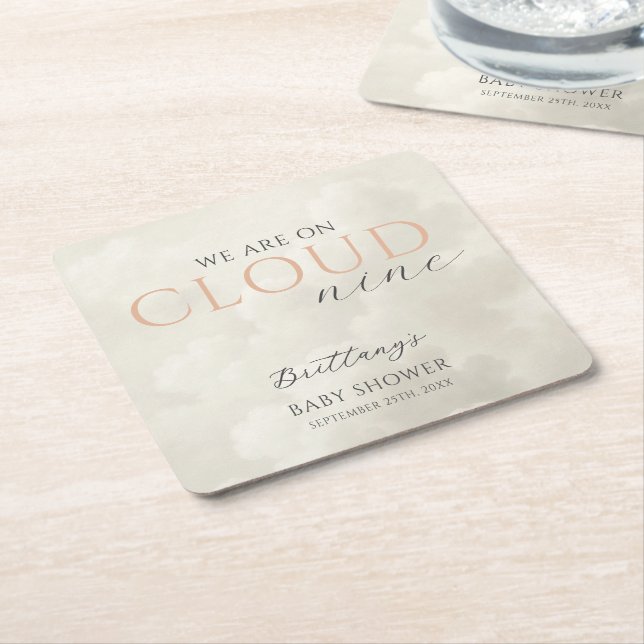 Cloud Nine White Clouds Baby Shower Underlägg Papper Kvadrat (Vinklad)