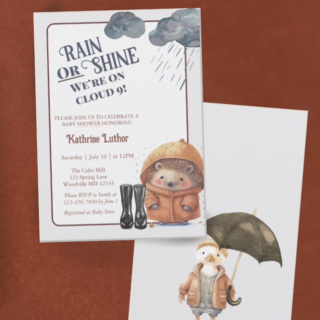 Cloud Nine Woodland Hedgehog Baby Shower Inbjudningar (Skapare uppladdad)