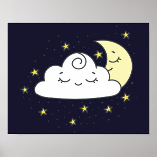 Cloud och Måne Poster