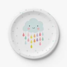 Cloud Papprare Tallrikar Baby dusch Sprinkle neutr