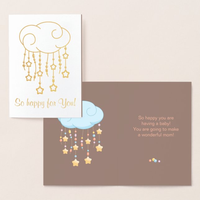 Cloud Pärlor Stars Mobile med Baby Brown Brown Folierat Kort (Display)