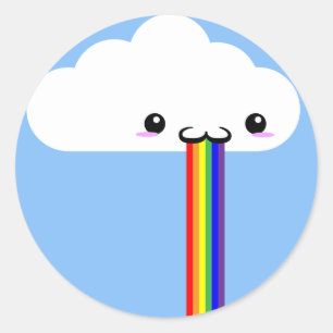 Cloud Puking Rainbow Sticker Runt Klistermärke
