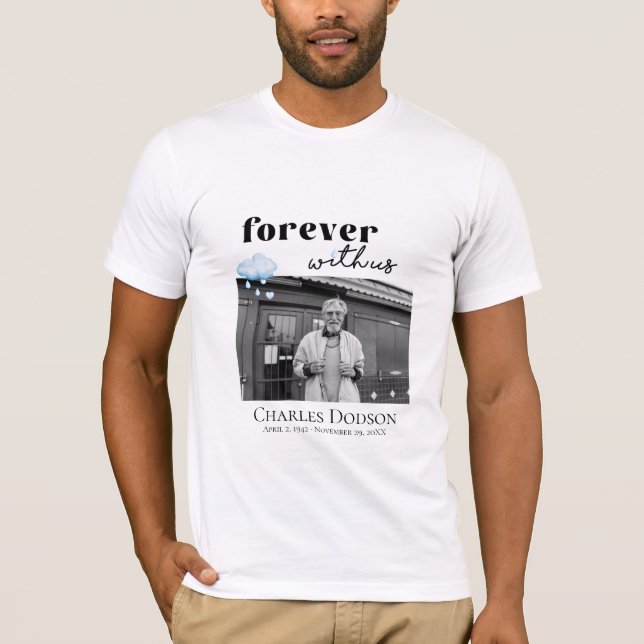 Cloud Raindros Heart Funeral Photo Memorial T Shirt (Framsida)