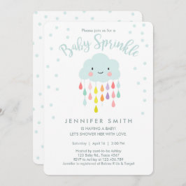Cloud Raindros Rainbow Neutralt Baby Sprinkle Inbjudningar
