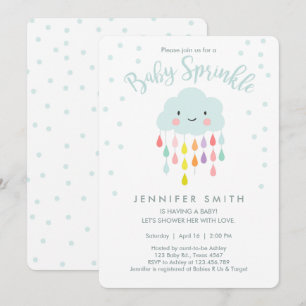 Cloud Raindros Rainbow Neutralt Baby Sprinkle Inbjudningar