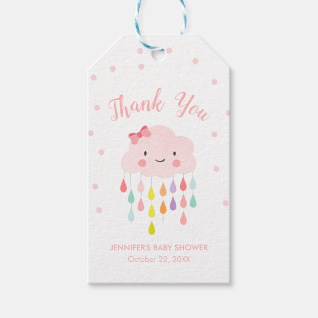 Cloud Raindros Rainbow Rosa  Tack Girl Presentetikett (Framsidan)