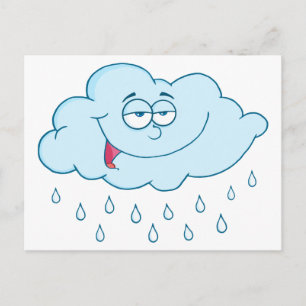 Cloud Rining Mascot Tecknade figurer Vykort