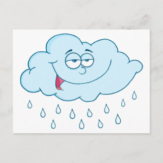 Cloud Rining Mascot Tecknade figurer Vykort