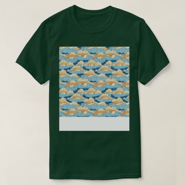 Cloud Seamless Mönster Himlar Cloudscape Flytande  T Shirt (Design framsida)