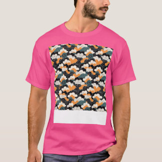Cloud Seamless Mönster Himlar Cloudscape Flytande  T Shirt