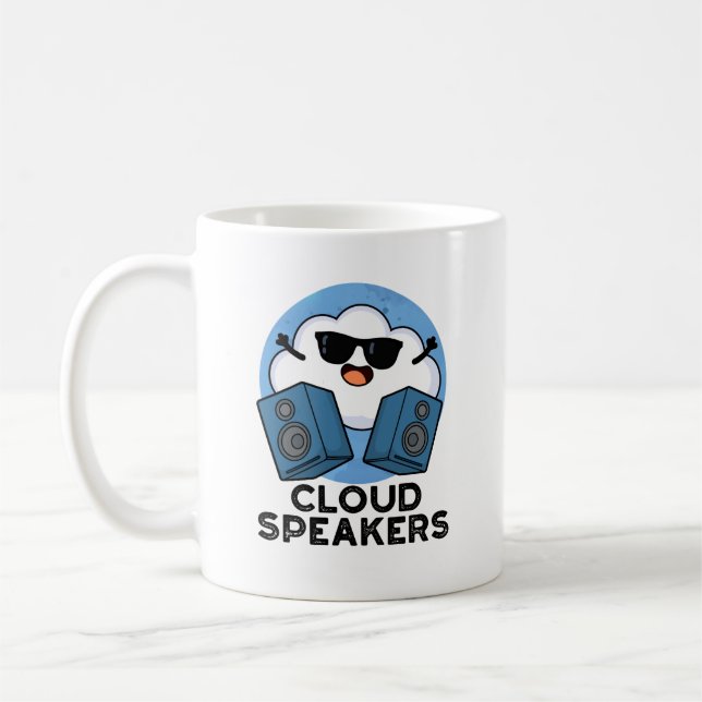 Cloud Speakers Funny Weather Pun Kaffemugg (Vänster)