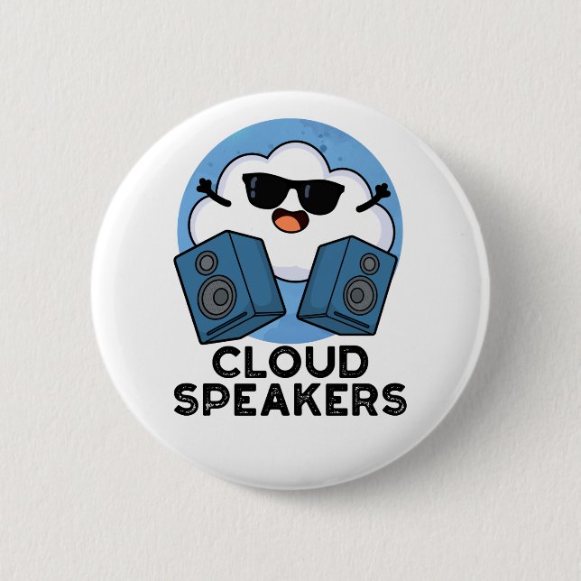 Cloud Speakers Funny Weather Pun Knapp (Framsida)
