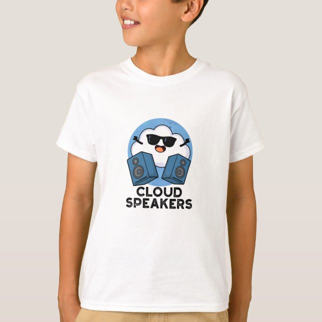 Cloud Speakers Funny Weather Pun T Shirt (Framsida)