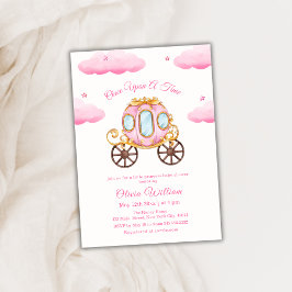Cloud Star Fairytale Princess Carriage Baby Shower Inbjudningar