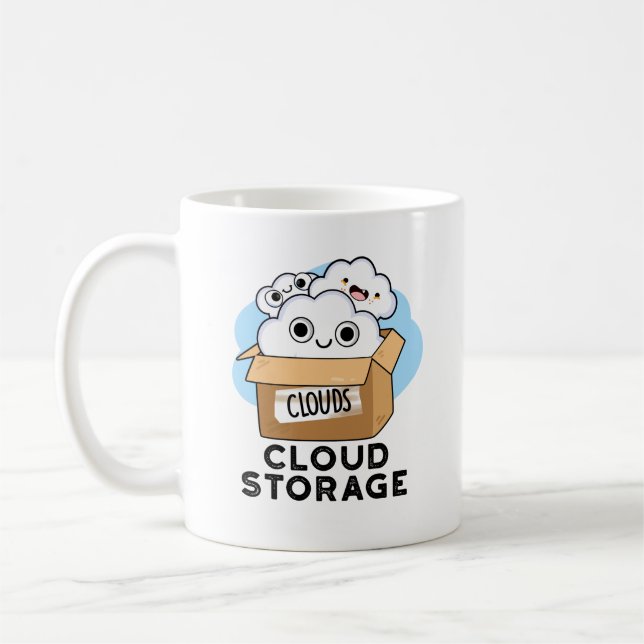 Cloud Storage Funny Weather Technology Pun Kaffemugg (Vänster)