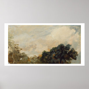 Cloud Study with Träd, 1821 (olja med pappert lagt Poster