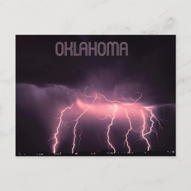 Cloud-to-Ground Lightning, Oklahoma Vykort (Framsida)