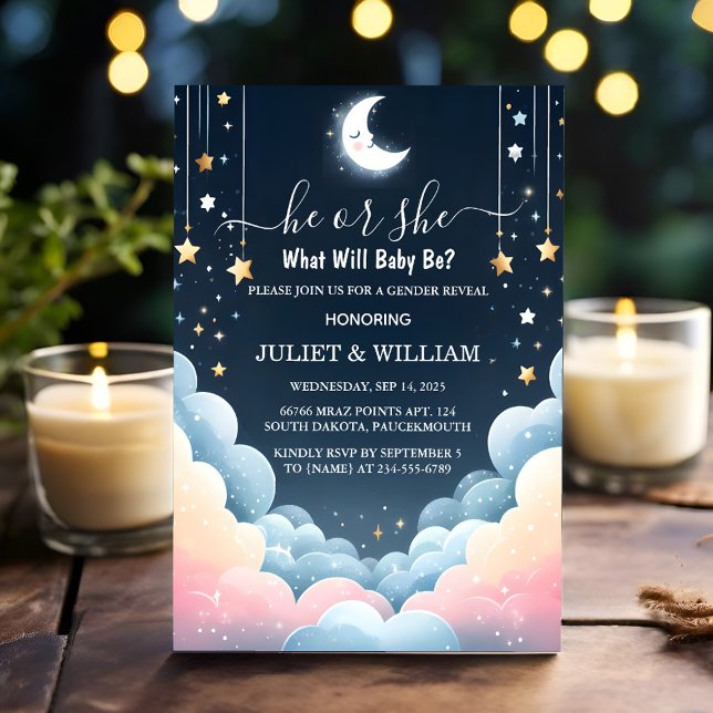 Cloud Twinkle Twinkle Little Star Gender Reveal Inbjudningar (Skapare uppladdad)