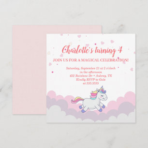 Cloud & Unicorn Girl Birthday-inbjudan Inbjudningar