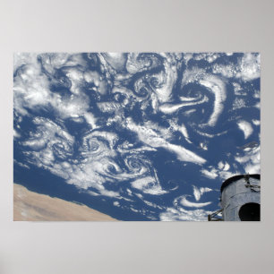 Cloud vortex streets off the coast poster