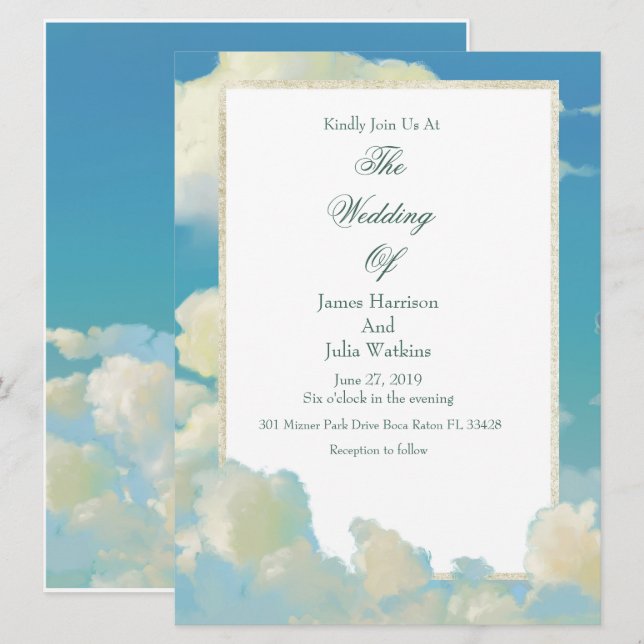 Cloud Wedding-inbjudan Inbjudningar (Fram/baksida)