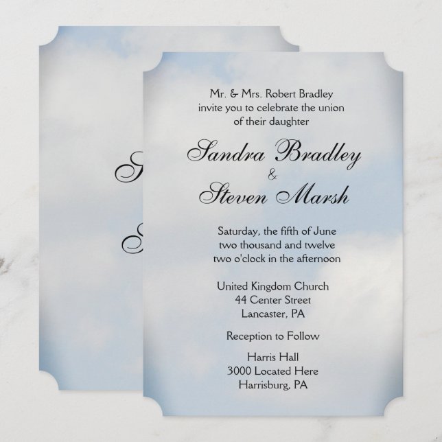 Cloud Wedding-inbjudningar Inbjudningar (Fram/baksida)