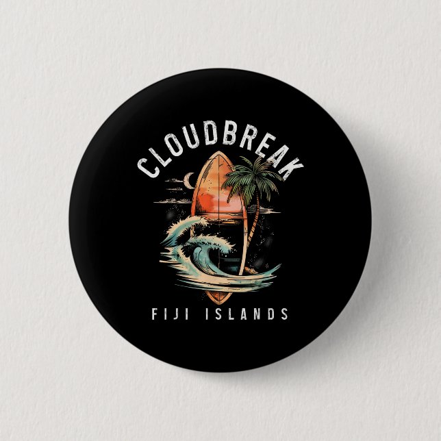 Cloudbreak Fijiöarna Surf Vintage Surfing Surfe Knapp (Framsida)