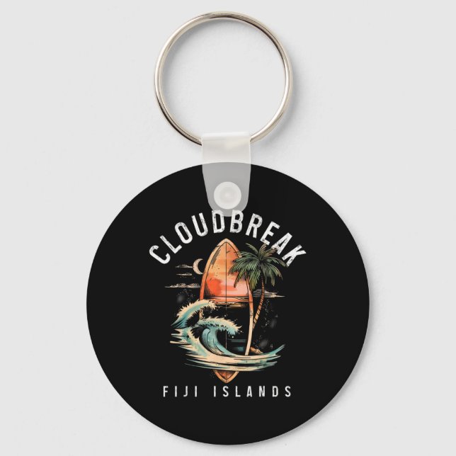 Cloudbreak Fijiöarna Surf Vintage Surfing Surfe Nyckelring (Framsida)