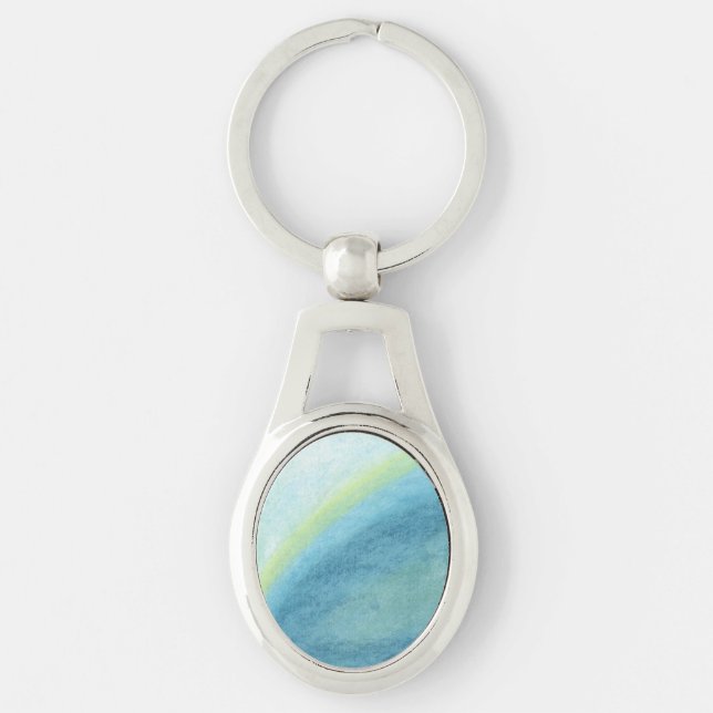 Cloudburst Ovalt Silverfärgad Nyckelring (Framsidan)