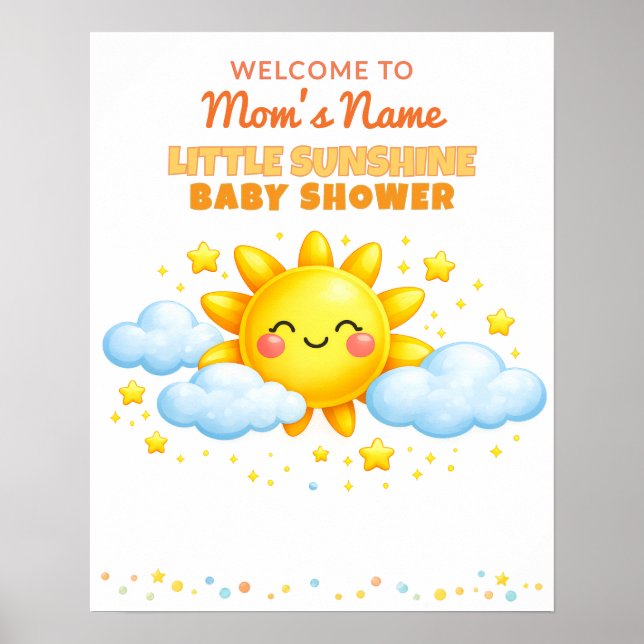 Clouds and Stars Baby Shower Welcome Sign Poster (Framsidan)