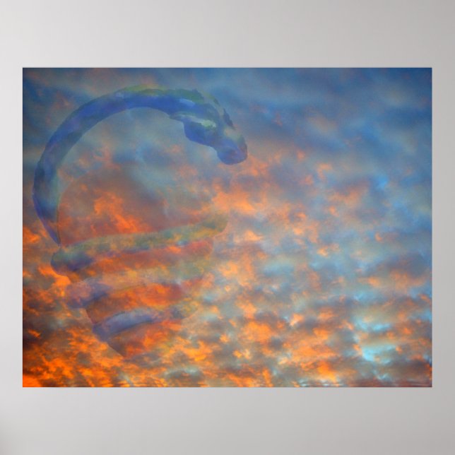 Clouds Blue Orange Mackeral Serpent Poster (Framsidan)