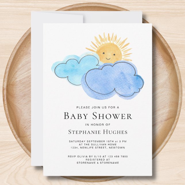 Clouds Boy's Baby Shower-inbjudan Inbjudningar (Skapare uppladdad)