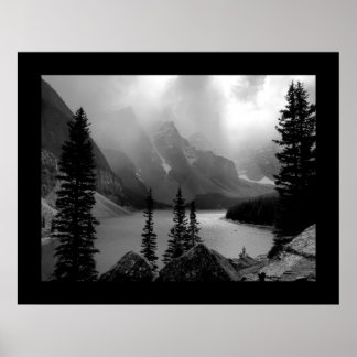 Clouds Burst (Borderade) Black & White Poster