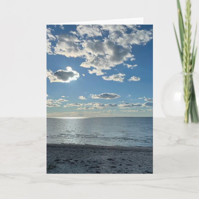 Clouds Cloudy Blue Sky Empty Beach  Kort (Framsida)