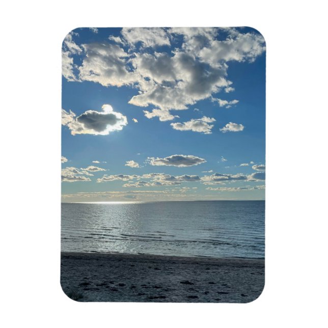 Clouds Cloudy Blue Sky Empty Beach  Magnet (Vertikal)