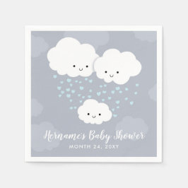 Clouds Family Par Boy Blue Hearts Baby Shower Pappersservett
