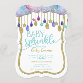 Clouds Guld Stars Sprinkle Baby Shower-inbjudan Inbjudningar